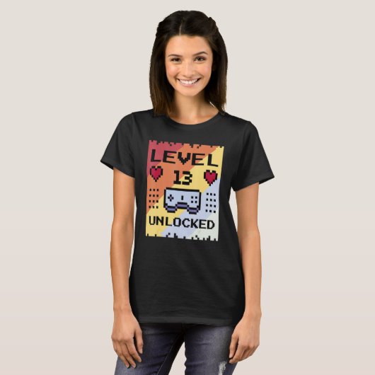 T-shirt 13 Anniversaire Gamer Level variable Unlocke (Devant entier)