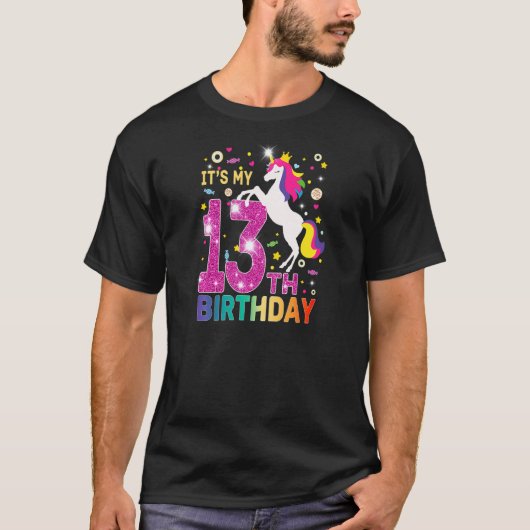 T-shirt 13 ans fille Unicorne C'est mon 13e anniversaire (Devant)