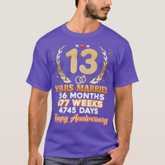 T-shirt 13 ans mariés heureux 13e anniversaire de Mariage 