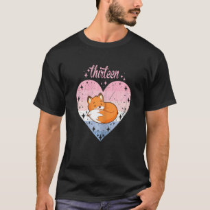 T-shirt 13 Ans Mignonne Fox Anniversaire Fille 13e B Jour