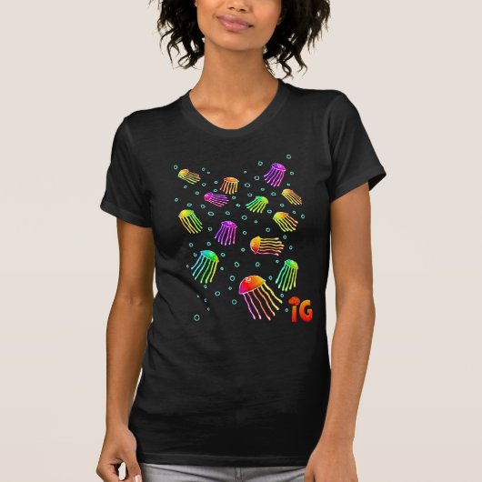 T-shirt 13 méduses vibrantes - femmes (noir) (Devant)