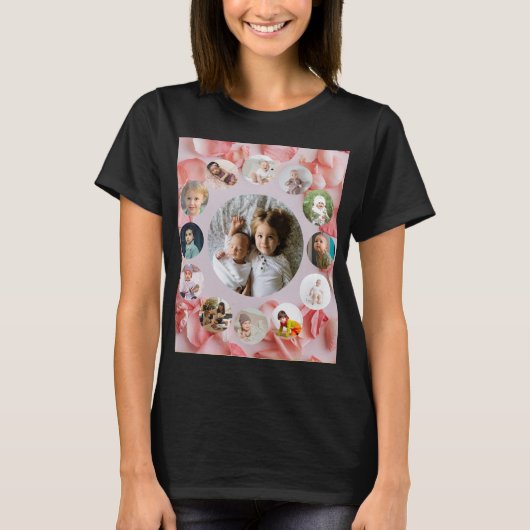 T-shirt 13 Photos collage Nom personnalisé rosy (Devant)