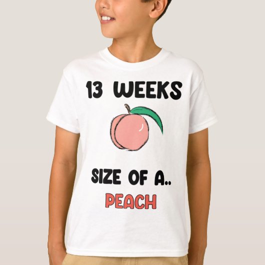 T-shirt 13 semaines de grossesse - Fruit de Pêche rétro mi (Devant)