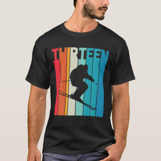 T-shirt 13E Anniversaire Boy Retro Ski Lover 13 Ans O