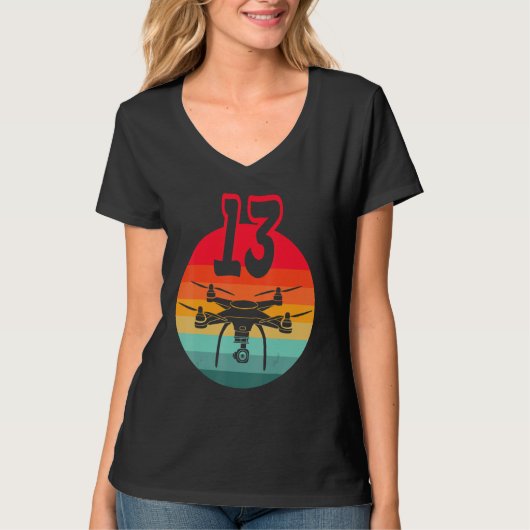 T-shirt 13e Anniversaire I Rétro Télécommande Drones Avec  (Devant)