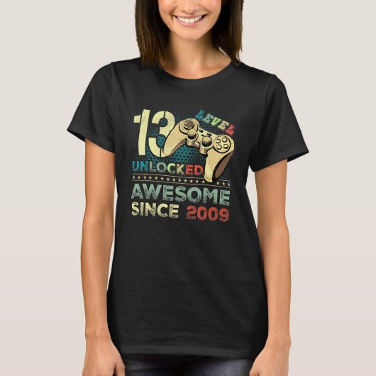 T-shirt 13e anniversaire niveau 13 déverrouillé incroyable (Devant)