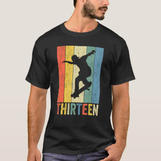T-shirt 13e anniversaire Retro Skateboard Garçons Enfants