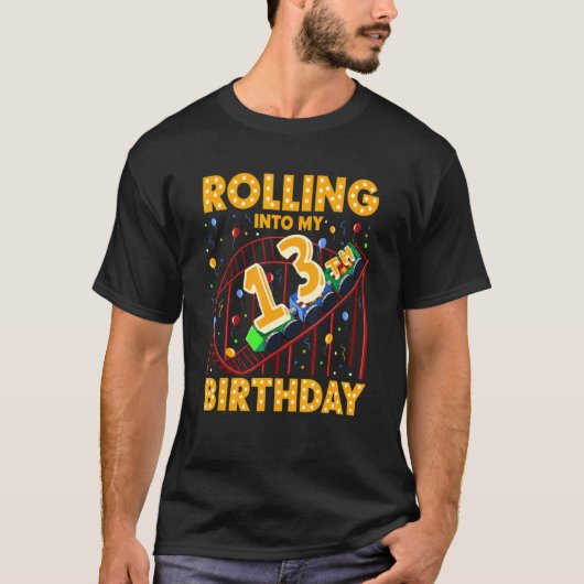 T-shirt 13e anniversaire Rollercoaster Amusement Park Birt (Devant)