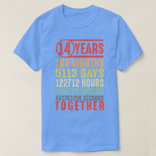 T-shirt 14 ans anniversaire de Mariage Cadeaux pour elle (Design devant)