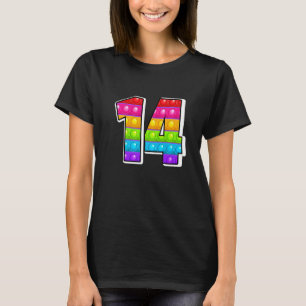T-shirt 14 Numéro de capital coupé14 Alphabet Funny Poppin