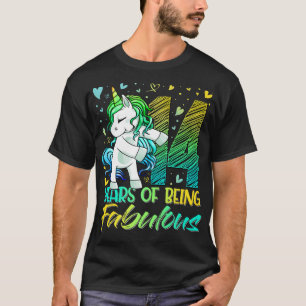 T-shirt 14e anniversaire 14 ans fille Flossing Unicorn P