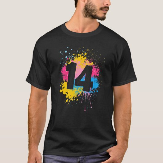 T-shirt 14e anniversaire Couleur Paint Splash fête d'anniv (Devant)