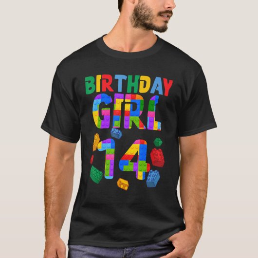 T-shirt 14e anniversaire de Block Builder Girl 2008 Block  (Devant)
