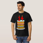 T-shirt 14e anniversaire — Fun Cake & Candles, avec nom pe (Devant entier)