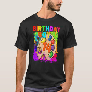T-shirt 14e anniversaire Peinture de garçon B Jour 14 ans 