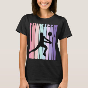 T-shirt 14e anniversaire Retro Volleyball Joueuse 14 an