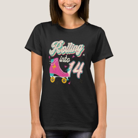 T-shirt 14e anniversaire Roller Skates rouler en 14 ans (Devant)