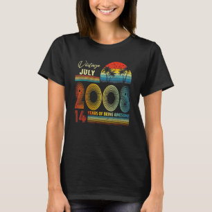 T-shirt 14e anniversaire Vintage juillet 2008 14 ans