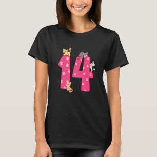 T-shirt 14e Chat Anniversaire Célébrant 14 ans Vieux Kitte