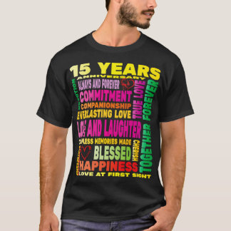T-shirt 15 Anniversaire de l'amour heureux mariage couple