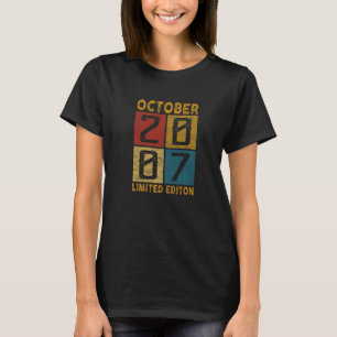 T-shirt 15 Anniversaire Octobre 2007 Né en 2007 15 ans