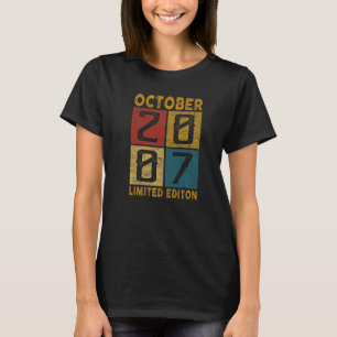 T-shirt 15 Anniversaire Octobre 2007 Né en 2007 15 ans