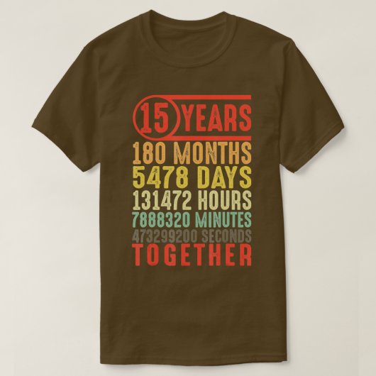 T-shirt 15 ans 15e anniversaire de Mariage Cadeaux pour el (Design devant)
