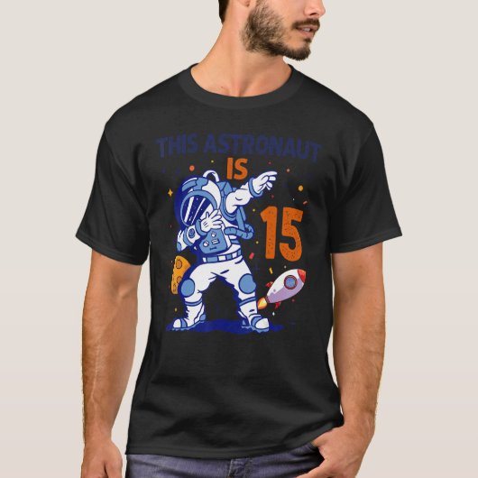 T-shirt 15 Ans Astronaut planète spatiale 15e Anniversaire (Devant)