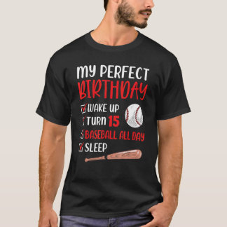 T-shirt 15 ans de baseball fête d'anniversaire 15e garçon