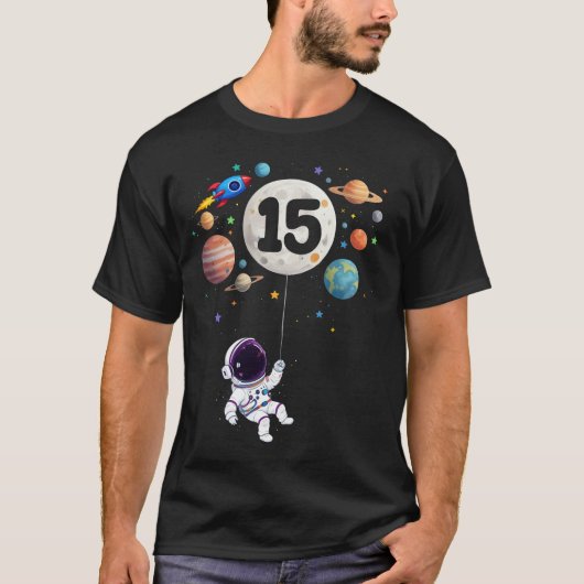 T-shirt 15e année Ancien Anniversaire Planètes Astronaut 1 (Devant)