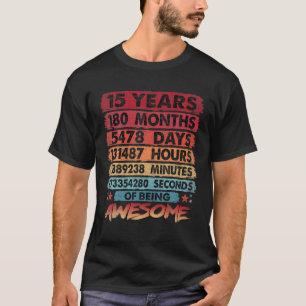 T-shirt 15e anniversaire 15 ans Vintage Retro 180