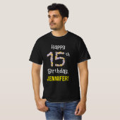 T-shirt 15e anniversaire : Fleurs florales Numéro "15" + N (Devant entier)