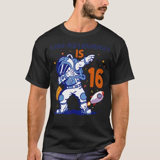 T-shirt 16 Ans Astronaut planète spatiale 16e Anniversaire (Devant)