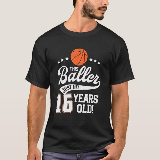 T-shirt 16 ans Basketball Anniversaire Fête Ce Baller (Devant)