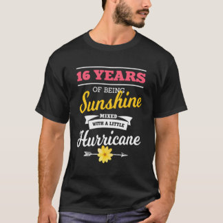 T-shirt 16 Ans De Soleil Mélangé Avec Un Petit Ouragan