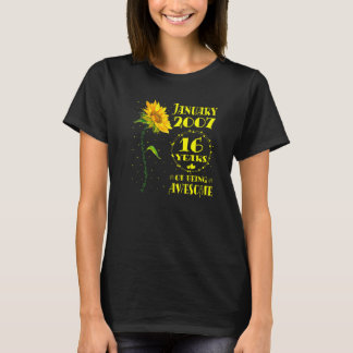 T-shirt 16e anniversaire 16 ans filles tournesol Janvier