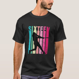T-shirt 16E Anniversaire Amateurs De Baseball Rétro 16 Ans
