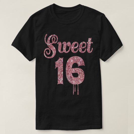 T-shirt 16e anniversaire Cadeau Ado Sweet Siteen Rose rose (Design devant)