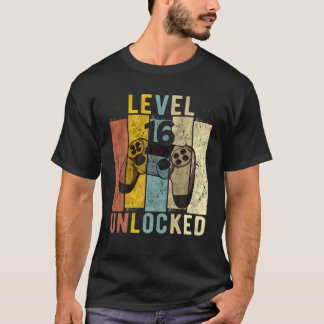 T-shirt 16E Anniversaire Niveau 16 Vidéo Déverrouillée Gam