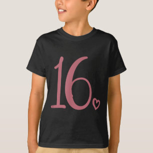 T-shirt 16e anniversaire pour filles seize joli numéro 16