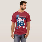 T-shirt 16e anniversaire ROUGE BLANC BLEU Personnalisé Ann (Devant entier)