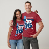 T-shirt 16e anniversaire ROUGE BLANC BLEU Personnalisé Ann (Unisexe)