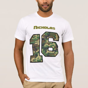 T-shirt 16ème Anniversaire Camo un nom fait sur commande