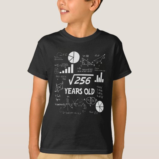 T-shirt 16th Birthday Square Root Math 16 Years Old Bday (Devant)