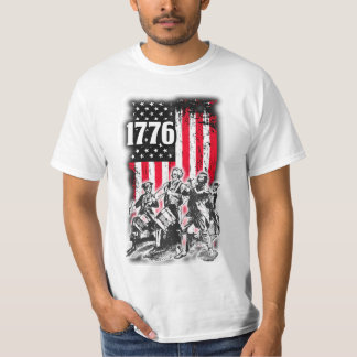 T-shirt 1776 Drapeau avec image de l'Esprit de 76 musicien