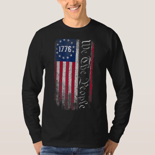 T-shirt 1776 Nous Le Peuple Betsy Ross 4 juillet Américain (Devant)