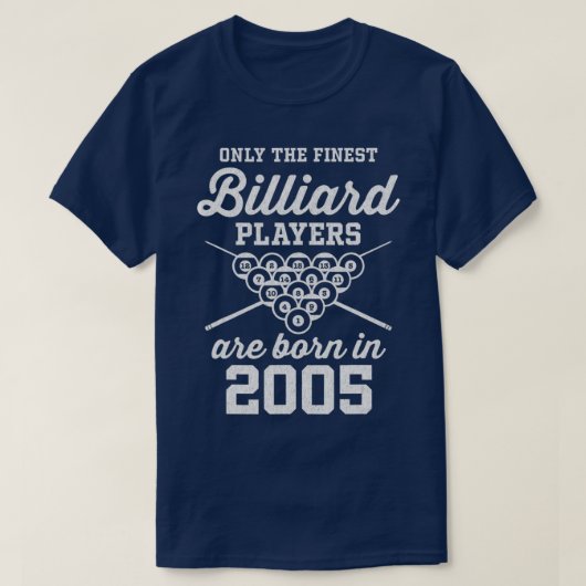 T-shirt 17 Ancien Pool et Joueur de billard 2005 17e Bir (Design devant)