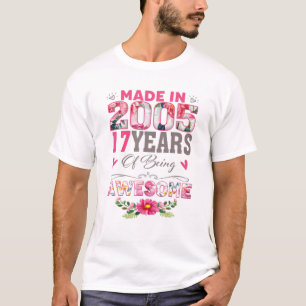 T-shirt 17 Ans 17E Anniversaire Né En 2005 Femme Fille