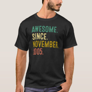 T-shirt 17 Ans Awesome Depuis Novembre 2005 17th Bir