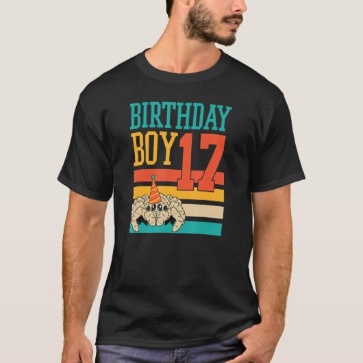 T-shirt 17 ans mignonne Jumping Spider Anniversaire Boy Pa (Devant)
